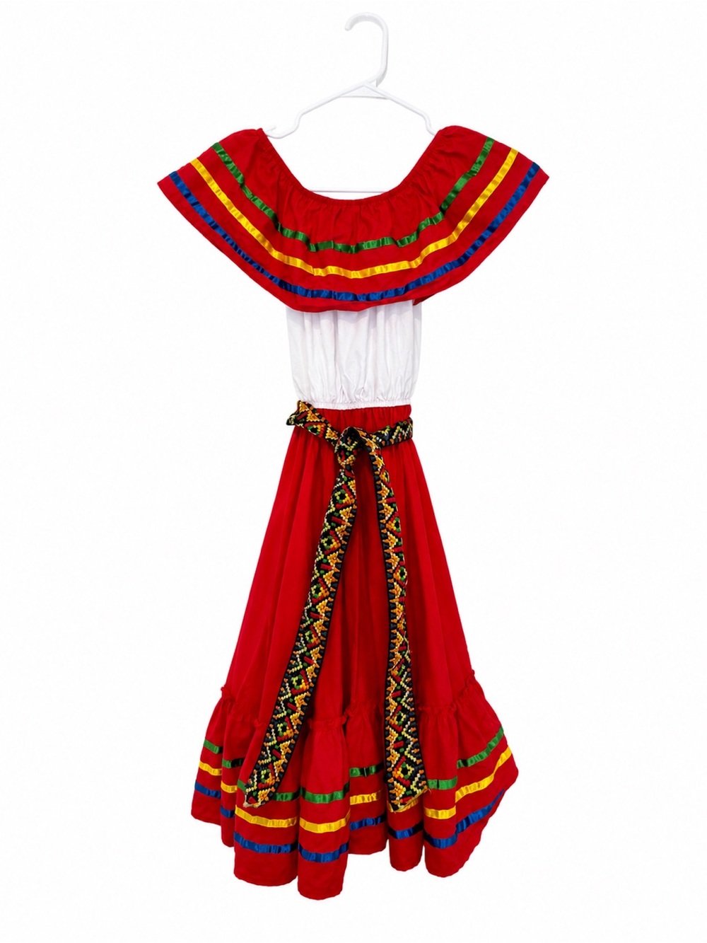 Unik Red and White Gathered Dress Top
